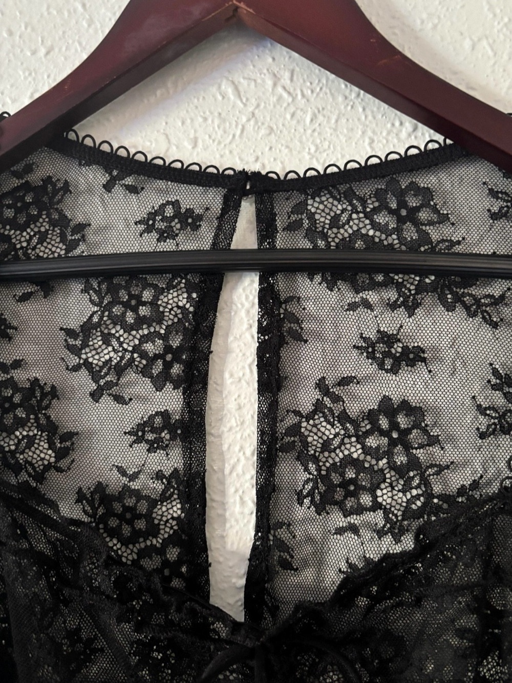 Black Lace Long-Sleeve Mini Dress - Picture 2 of 6